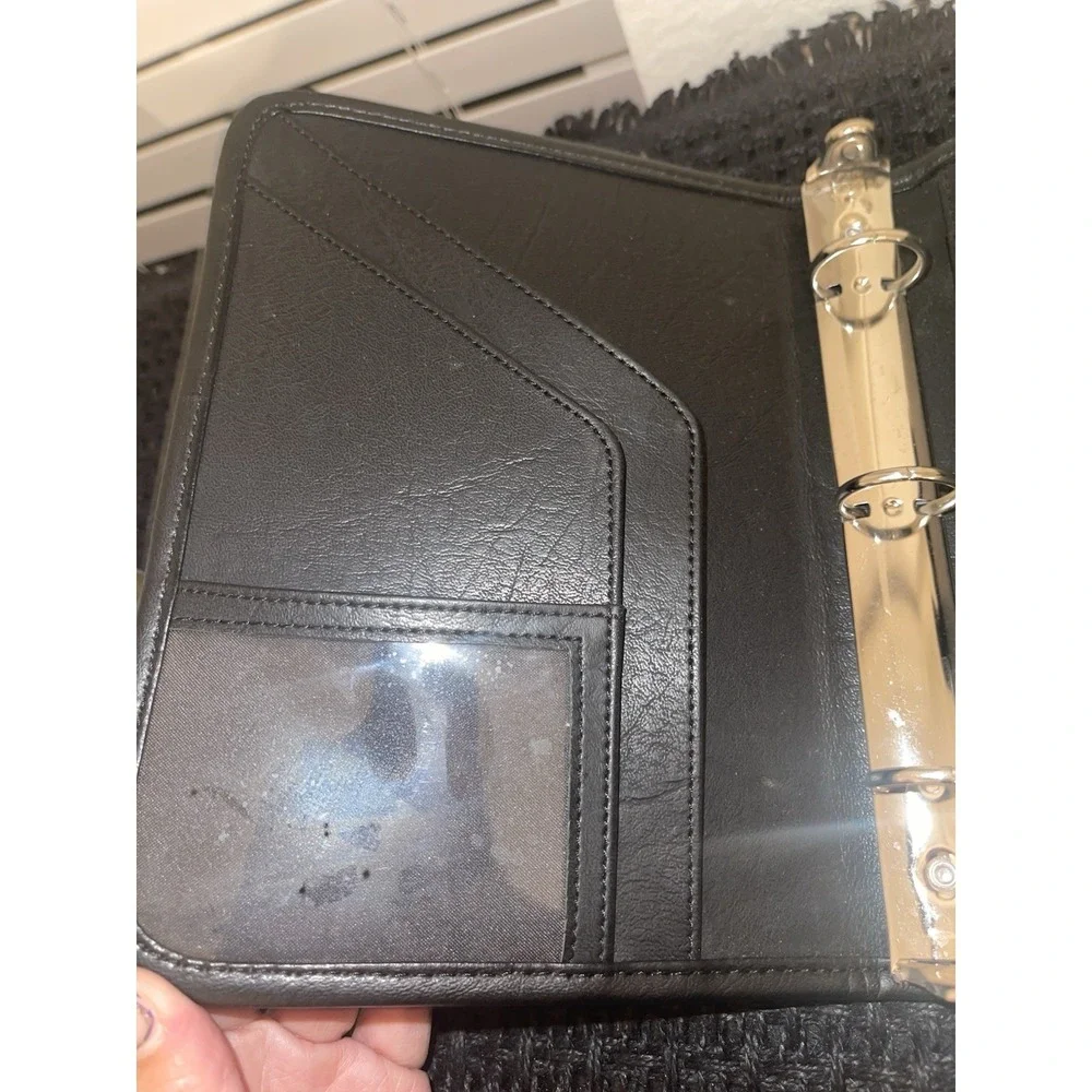 Vintage United States Navy Black 3 Ring Portfolio With Embroidered Logo & Pen